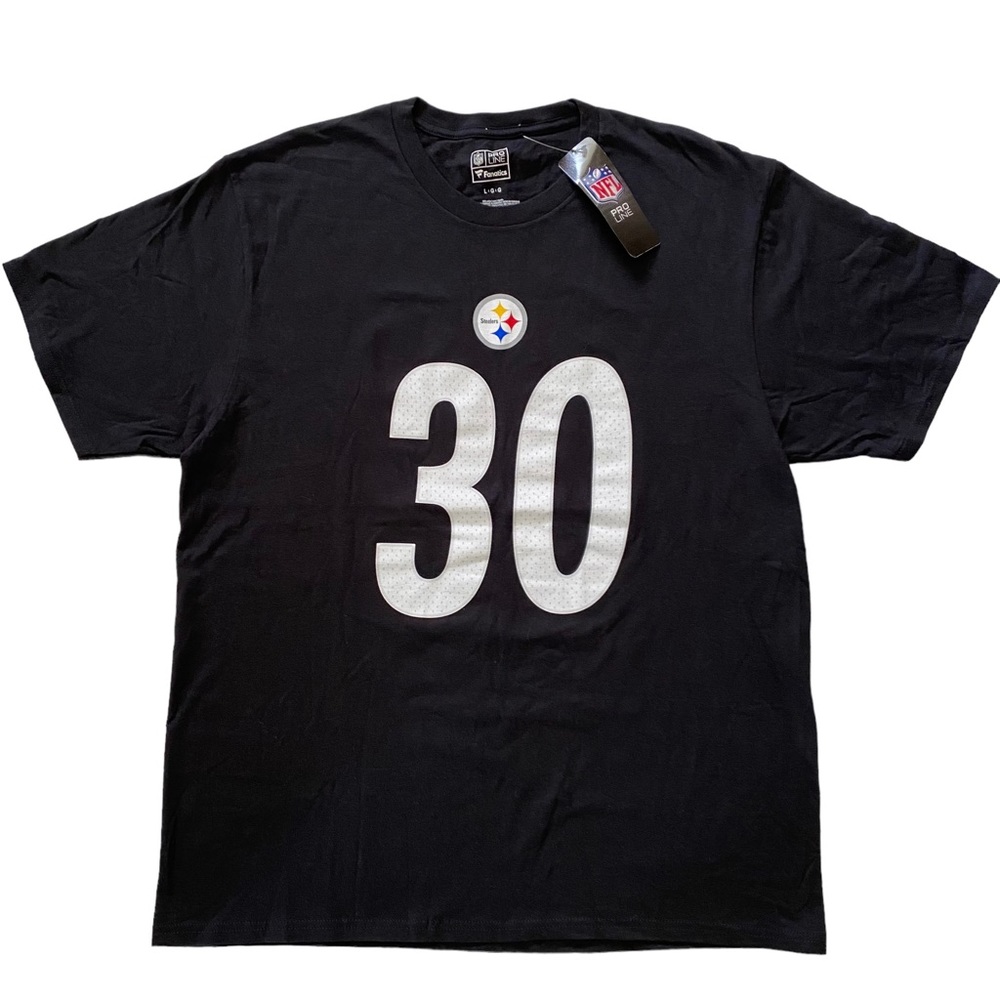 NWT Pro Line NFL Pittsburgh Steelers James Conner #30 Black T-Shirt Size Large